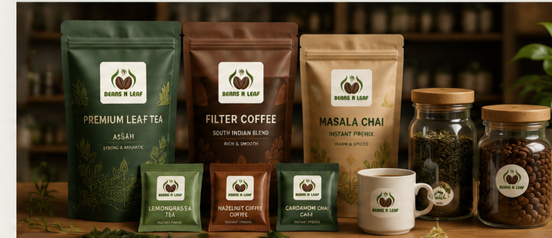 Beans N Leaf tea and coffee products
